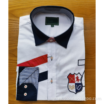 Custom Men's Long-sleeve Embroidered Cotton Shirts